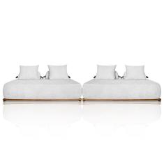 Sofá 6 Lugares Ilha 2 Módulos 200cm Viero S06 Boucle Branco - Mpozenato