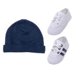 Kit 2 Pares Sapatinho De Bebê Tênis + Touca Gorro Soft Ref.211 - Nina 