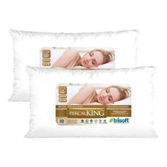 Kit 4 Travesseiro King 90x50 Percal 180 Fios Trisoft - Trisoft 