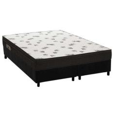 Cama Box Queen: Colchão Espuma Ortobom D45 Light + Base CRC Suede Blac