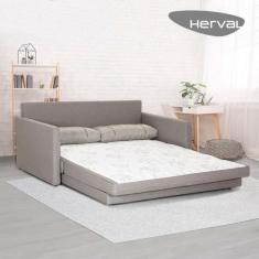 Sofá-Cama 3 Lugares Queen Herval Aurora, Linho Cinza, 176 cm