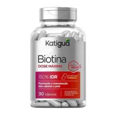 Katiguá, Biotina Dose Máxima, Formação e Manutenção de Cabelos e Pele, Sem sabor, 30 Cápsulas rígidas • 30 doses, Cinza