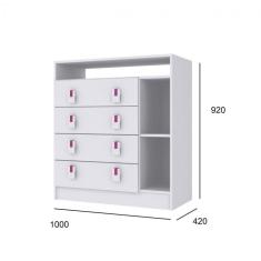 Cômoda de Bebê 4 Gavetas Baby Móveis Percasa Branco/rosa/azul