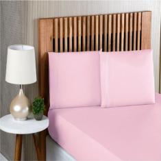 Jogo de cama lençol king 3 peças algodão percal 180 fios com acabament