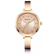 Relógio Feminino Dourado De Pulso Curren Pulseira Metálica