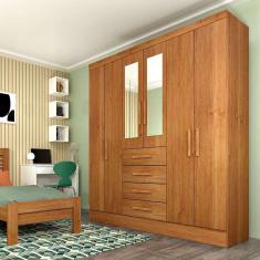 guarda-roupa casal com espelho arizona 6 pt 4 gv cinamomo