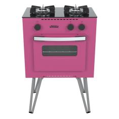 Fogao a Gas 2 Bocas com Forno Venax Mini Cook Pink