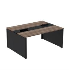 Mesa de Plataforma Dupla para 2 Pessoas Corporativa 110x120/2p Walnut/Preto