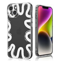 UEEBAI Capa para iPhone 14 de 6,1 polegadas, capa de telefone moderna, bonita, bonita, adorável, durável, fina, ultraleve, macia, amortecedora, à prova de choque, capa transparente para mulheres e