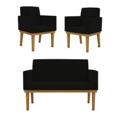 Kit Sofá Namoradeira + Poltrona Reforçada  Sala de Estar - B BALAQUI D