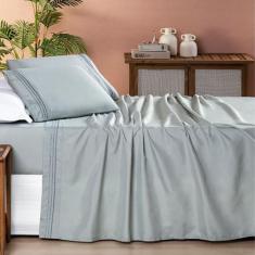 Jogo de Cama King 200 Fios Detalhe Bordado Allegra 04 Peças Cinza Gead