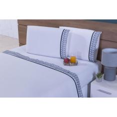 Jogo Lençol 4 Peças Cama Viúva Percal 200 Fios Com Leze - Thais Enxova