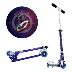 Patinete Capitão América 3 Rodas Infantil Azul de Alumínio - DM Radica