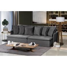 Sofá 5 Lugares 2.50 Mt Com Molas Retrátil E Reclinável Cinza