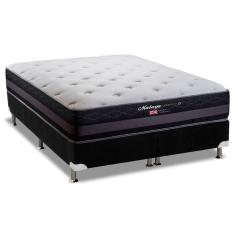 Cama Box King: Colchão Molas Herval Maxspring Málaga + Base Crc Suede Black(193X203)