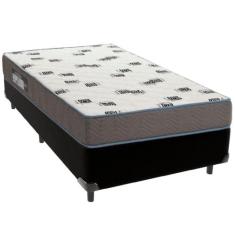 Cama Box Preto E Colchão Light Espuma D33 Solteiro Ortobom