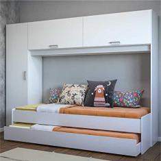 Bicama com Colchão Incluso e Guarda Roupa Multimóveis Branco