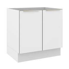 Balcão Madesa Lux 80 cm 2 Portas (Sem Tampo) - Branco/Branco Veludo