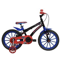 Bicicleta Aro 16 Baby Lux Masculina Preta com Kit Azul