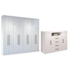 Guarda Roupa Master 8.4 + Cômoda Master 2.4 Branco - Santos Andirá