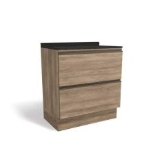 Balcão De Cozinha Modulado Maxxi G755 2 Gavetas C-tampo 80cm Nogal-preto Brilho - Kappesberg