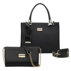 Kit Bolsa Feminina Transversal Ombro Bolsa Cluth Alça Corrente