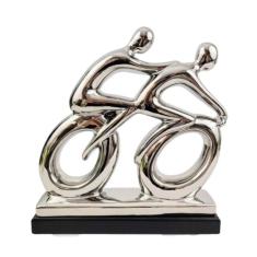 Bicicleta Decorativa Estatueta Prata Luxo 30X28Cm Bike