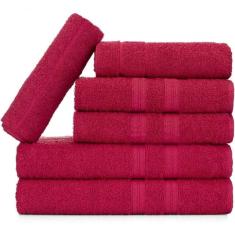 Jogo De Toalhas Gigante Itália Soft 2 Banhão + 2 Rosto + 2 Tapete Luxo 100% Algodão Cereja