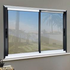 Janela Elite 2 Folhas Moveis 100 X 200 Vidro Reflex Mix Preto