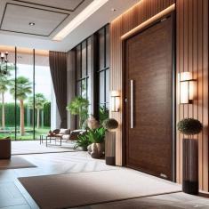 Porta de Aluminio Pivotante 215x100cm com Puxador Reto Branco