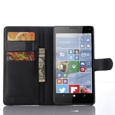 Capa carteira Microsoft Lumia 950XL, capa carteira flip de couro PU premium com compartimento para cartão, suporte e fecho magnético [capa interior à prova de choque de TPU] Compatível com Microsoft