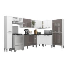 Armário de Cozinha Completa 9 peças Xangai Rock Multimóveis, Branco/La