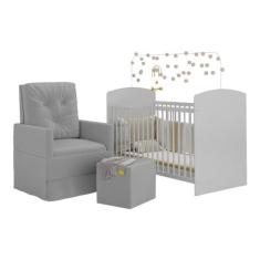 Berço com Poltrona de Amamentação e Puff Ana Lívia Multimóveis MP4075,