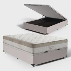 Cama Box Baú com Colchão de Molas Ensacadas Pillow In Anjos King Best Casal 138cm Bege