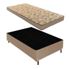 Cama Box Solteiro com Colchão D33 Unique Duoface 14x88x188cm e Base Jú