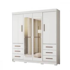 Guarda-Roupa Casal Com Espelhos 4 Portas 6 Gavetas Estrela - Moveis Ma