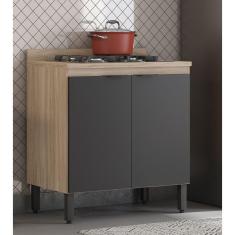 Balcão de Cozinha 02 Portas 80 cm c/ Tampo Firenze Avena Grafito Demóbile 