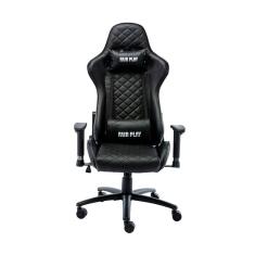 Cadeira Gamer Fair Com Revestimento Em Couro E Ajuste Reclinável Fratini Preto