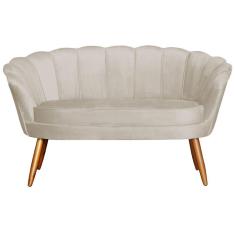 Namoradeira Estofada 2 Lugares Para Sala Comercial Pétala Veludo Bege - LM DECOR