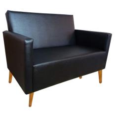 Namoradeira Milena 02 Lugares Suede Pé Palito Preto corino