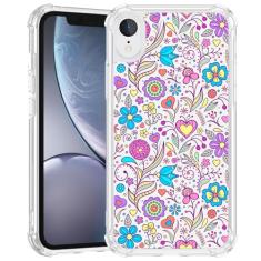 AOQING Capa para celular compatível com iPhone XR (6,1 polegadas), estética, colorida, mandala, flor, capa para celular, capa protetora de TPU macio, à prova de choque, floral, transparente, presente