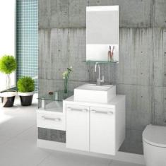 Gabinete para Banheiro 2 Portas 1 Gaveta com Cuba Q35 e Espelheira Leg