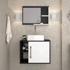 Conjunto para Banheiro Gabinete com Cuba Quadrada Q32 e Espelheira Lau