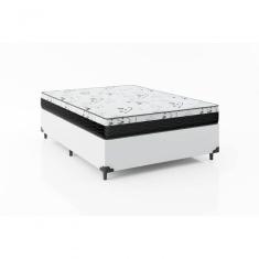 Cama Box Casal 138 Branco Com Colchão D33 One Face Bello Box 58x138x188