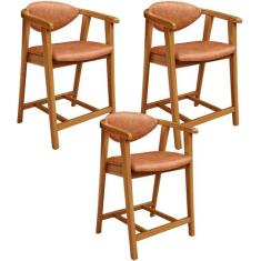 Kit 03 Banquetas Baixa Cozinha Sala de Jantar Bancada Cecília L02 mate