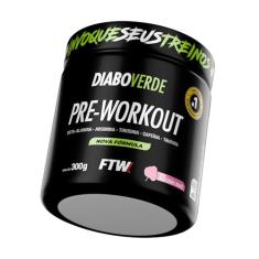 FTW Pré-Treino Diabo Verde em Pó com Cafeína, Aminoácidos Beta‑Alanina e Arginina para Treinos e Atividades Físicas - Pote 300 g (Algodão Doce)