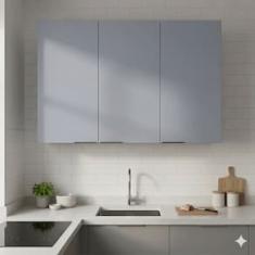 Armário de Cozinha Aéreo Bartira Cristal 3 Portas 3 Prateleiras MDP - 120cm de largura