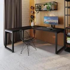 Escrivaninha Mesa Escritório em L Yon Presidente 190x70x75 190cm Indus