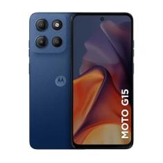 Smartphone Motorola Moto G15 128GB - Azul Escuro, 12gb (4gb Ram + 8GB Ram Boost), Câmera 50mp, Selfie 8mp E Tela 6,7"