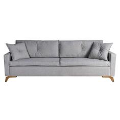 Sofá 3 Lugares Viena Linho Cinza 230 cm